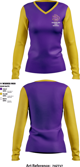 Women's Long Sleeve Vneck Shirt, Diamond Bar Pony Baseball, Baseball, Teamtime, Team time, sublimation, custom sports apparel, team uniforms, spirit wear, spiritwear, sports uniforms, custom shirts, team store, custom team store, fundraiser sports, apparel fundraiser