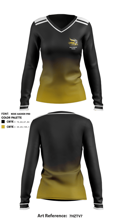 Northwest High School Track 72155128 Women's Long Sleeve V-neck Shirt - 1