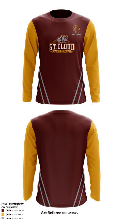 Saint Cloud High School Football 42249478 Long Sleeve Performance Shirt - 1