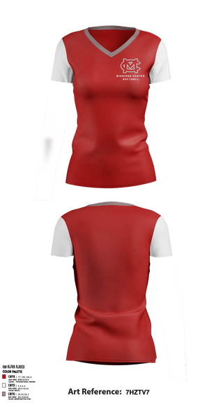 Women's Short Sleeve Vneck Shirt, Michigan Center Senior High School Softball, Softball, Teamtime, Team time, sublimation, custom sports apparel, team uniforms, spirit wear, spiritwear, sports uniforms, custom shirts, team store, custom team store, fundraiser sports, apparel fundraiser