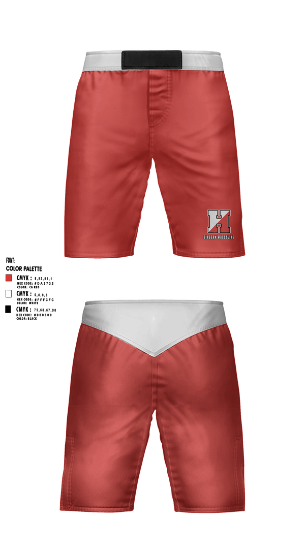 Fight Shorts, Hingham, Wrestling, Teamtime, Team time, sublimation, custom sports apparel, team uniforms, spirit wear, spiritwear, sports uniforms, custom shirts, team store, custom team store, fundraiser sports, apparel fundraiser