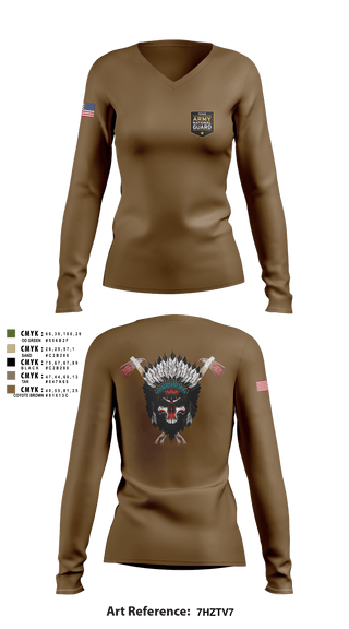 Women's Long Sleeve Vneck Shirt, , Army, Teamtime, Team time, sublimation, custom sports apparel, team uniforms, spirit wear, spiritwear, sports uniforms, custom shirts, team store, custom team store, fundraiser sports, apparel fundraiser