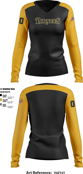 Women's Long Sleeve Vneck Shirt, Los Angeles Pirates, Baseball, Teamtime, Team time, sublimation, custom sports apparel, team uniforms, spirit wear, spiritwear, sports uniforms, custom shirts, team store, custom team store, fundraiser sports, apparel fundraiser