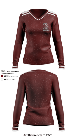 Women's Long Sleeve Vneck Shirt, Rosemead High School Cheer, , Teamtime, Team time, sublimation, custom sports apparel, team uniforms, spirit wear, spiritwear, sports uniforms, custom shirts, team store, custom team store, fundraiser sports, apparel fundraiser