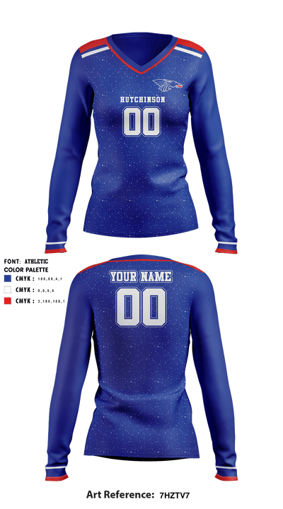 Hutchinson Community College Volleyball 47932057 Women's Long Sleeve V-neck Shirt - 1