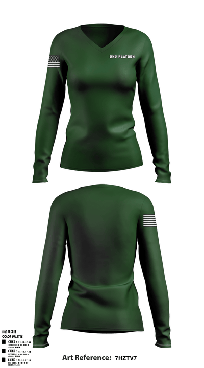 2nd platoon 26991746 Women's Long Sleeve V-neck Shirt - 1