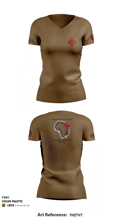 Alpha Company, 2-108th Infantry 5183024 Women's Short Sleeve V-neck Shirt - 3