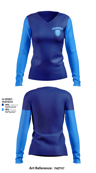 Women's Long Sleeve Vneck Shirt, Columbia University Softball, Softball, Teamtime, Team time, sublimation, custom sports apparel, team uniforms, spirit wear, spiritwear, sports uniforms, custom shirts, team store, custom team store, fundraiser sports, apparel fundraiser