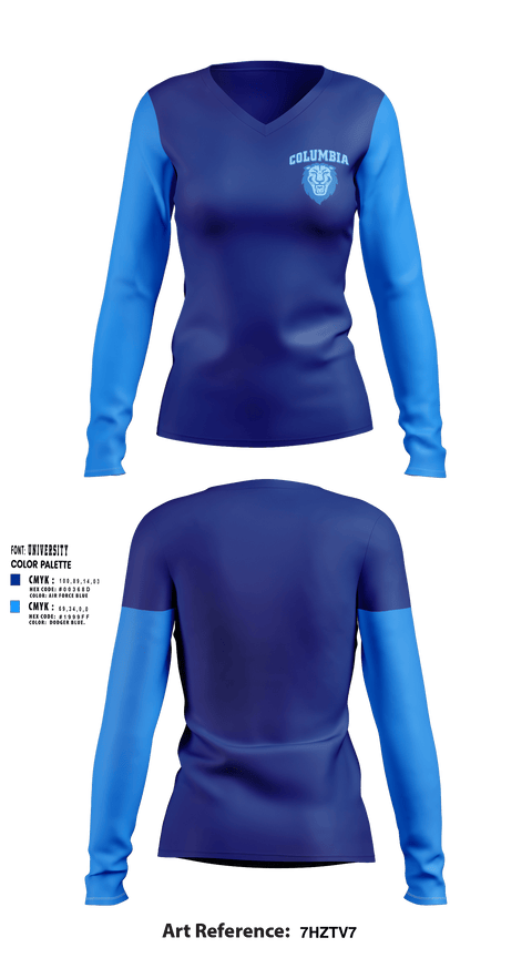 Women's Long Sleeve Vneck Shirt, Columbia University Softball, Softball, Teamtime, Team time, sublimation, custom sports apparel, team uniforms, spirit wear, spiritwear, sports uniforms, custom shirts, team store, custom team store, fundraiser sports, apparel fundraiser