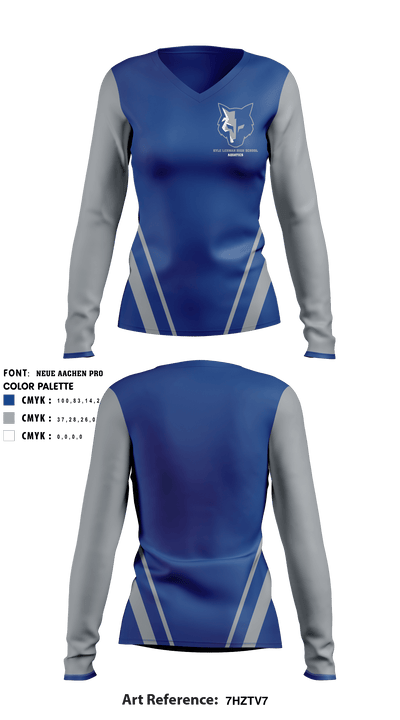 Kyle Lehman High School Swimming 62684356 Women's Long Sleeve V-neck Shirt - 4