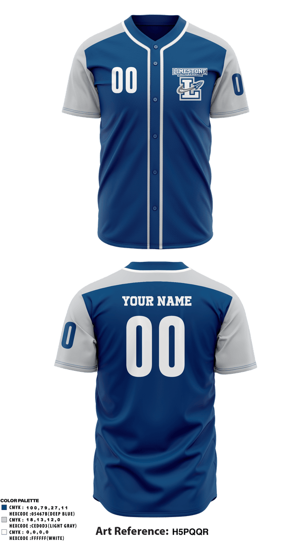 Two Button Baseball Jersey, Limestone Youth Baseball, Baseball, Teamtime, Team time, sublimation, custom sports apparel, team uniforms, spirit wear, spiritwear, sports uniforms, custom shirts, team store, custom team store, fundraiser sports, apparel fundraiser