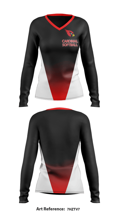 Pompton Lakes Cardinals 60485649 Women's Long Sleeve V-neck Shirt - 3