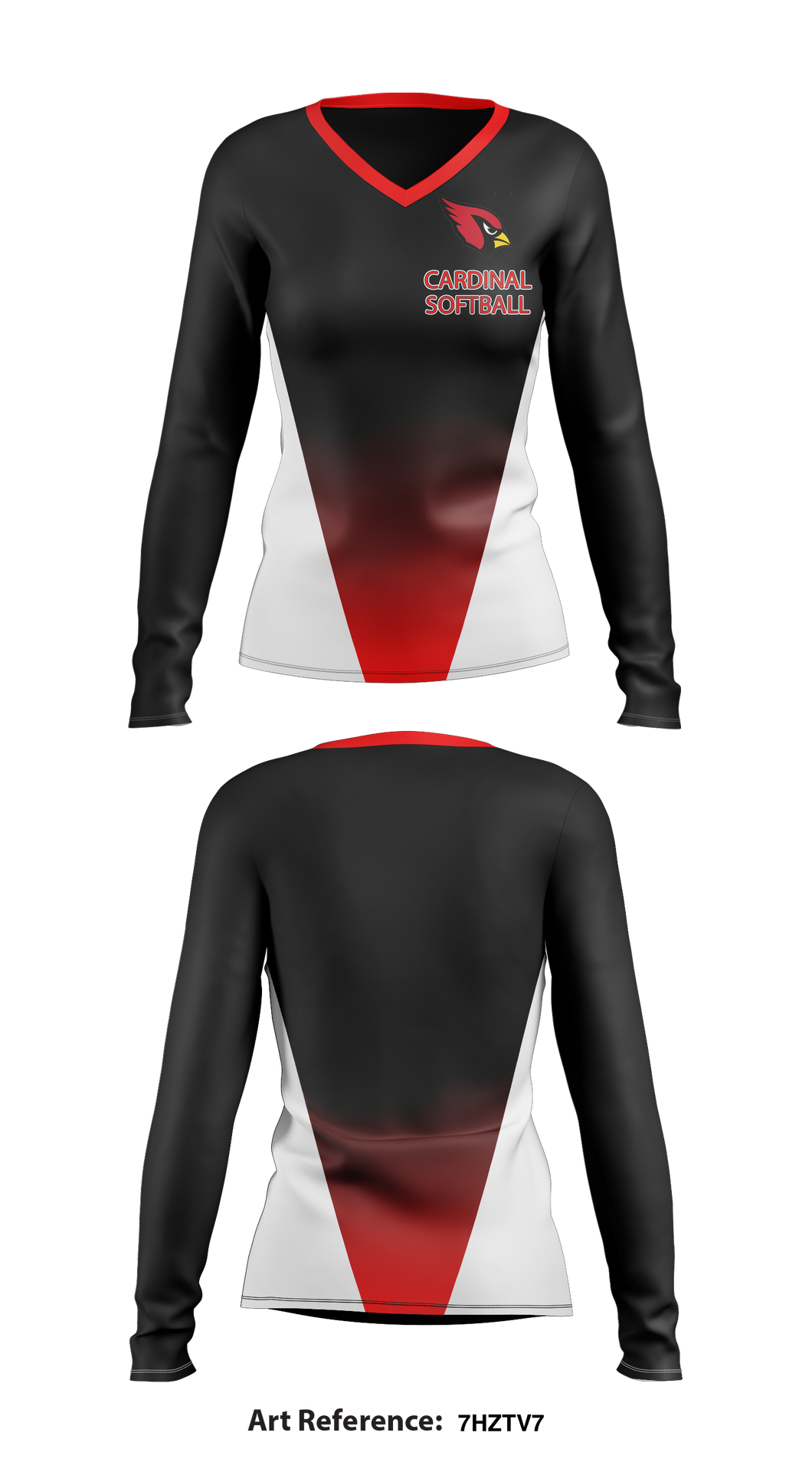 Pompton Lakes Cardinals 60485649 Women's Long Sleeve V-neck Shirt - 3