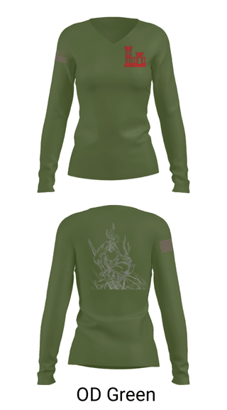Women's Long Sleeve Vneck Shirt, , Army, Teamtime, Team time, sublimation, custom sports apparel, team uniforms, spirit wear, spiritwear, sports uniforms, custom shirts, team store, custom team store, fundraiser sports, apparel fundraiser