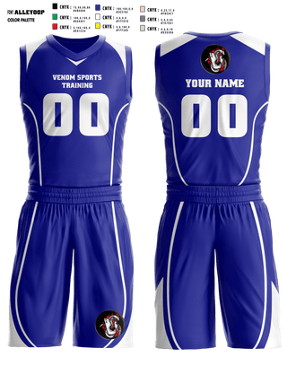 Basketball Uniform, Venom Sports Training, Men's Basketball, Teamtime, Team time, sublimation, custom sports apparel, team uniforms, spirit wear, spiritwear, sports uniforms, custom shirts, team store, custom team store, fundraiser sports, apparel fundraiser