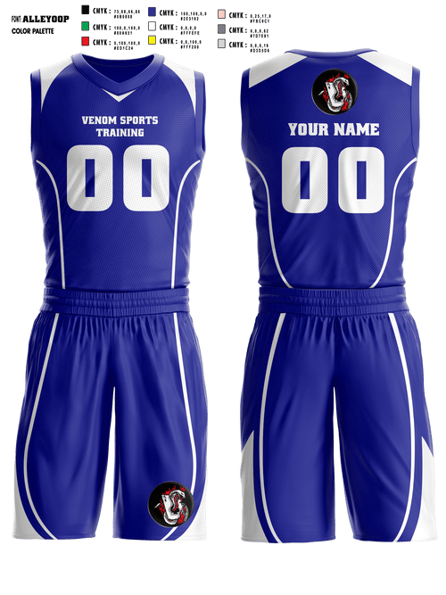 Basketball Uniform, Venom Sports Training, Men's Basketball, Teamtime, Team time, sublimation, custom sports apparel, team uniforms, spirit wear, spiritwear, sports uniforms, custom shirts, team store, custom team store, fundraiser sports, apparel fundraiser