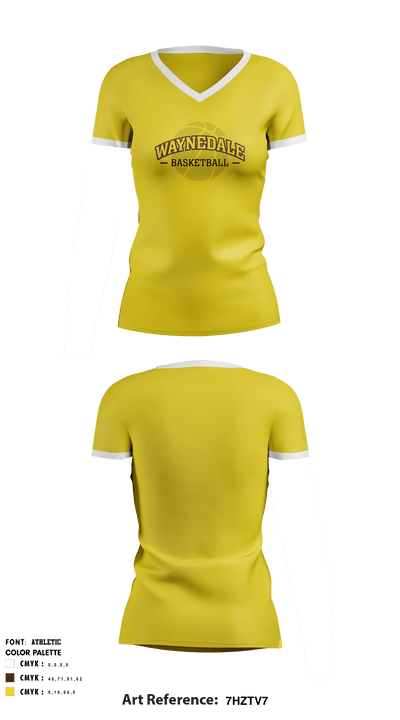 Waynedale High School Basketball 66944110 Women's Short Sleeve V-neck Shirt - 5