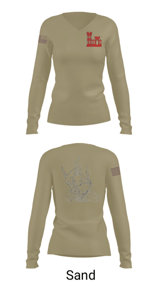Women's Long Sleeve Vneck Shirt, , Army, Teamtime, Team time, sublimation, custom sports apparel, team uniforms, spirit wear, spiritwear, sports uniforms, custom shirts, team store, custom team store, fundraiser sports, apparel fundraiser