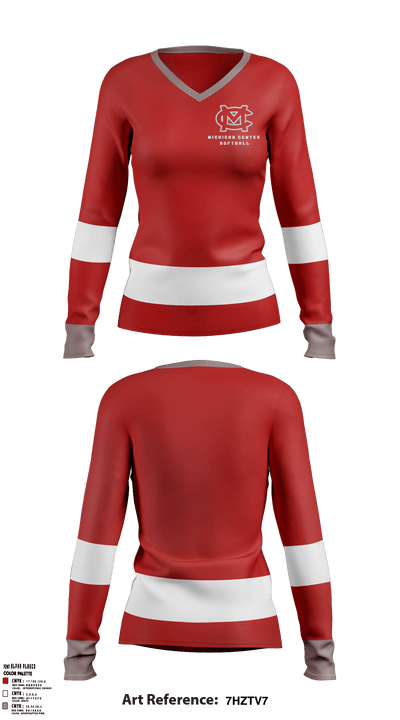 Michigan Center Senior High School Softball 94719254 Women's Long Sleeve V-neck Shirt - 1