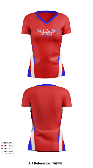 Women's Short Sleeve Vneck Shirt, Chivas, Women's Soccer, Teamtime, Team time, sublimation, custom sports apparel, team uniforms, spirit wear, spiritwear, sports uniforms, custom shirts, team store, custom team store, fundraiser sports, apparel fundraiser