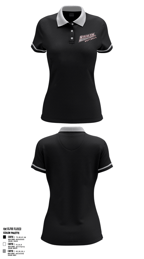 Women's Short Sleeve Performance Polo, Stealth Softball Org, Softball, Teamtime, Team time, sublimation, custom sports apparel, team uniforms, spirit wear, spiritwear, sports uniforms, custom shirts, team store, custom team store, fundraiser sports, apparel fundraiser