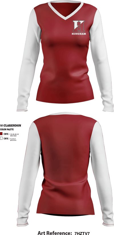 Hingham High School 58951537 Women's Long Sleeve V-neck Shirt - 2