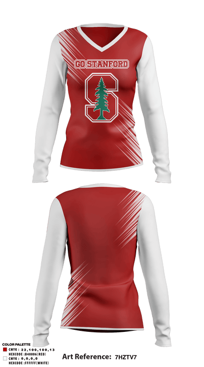 Go Stanford 14440273 Women's Long Sleeve V-neck Shirt - 1