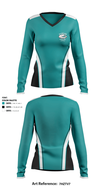 Olympian 4816595 Women's Long Sleeve V-neck Shirt - 1
