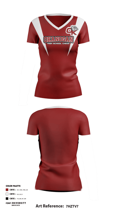 Okanogan High School Cheer 9964188 Women's Short Sleeve V-neck Shirt - 1
