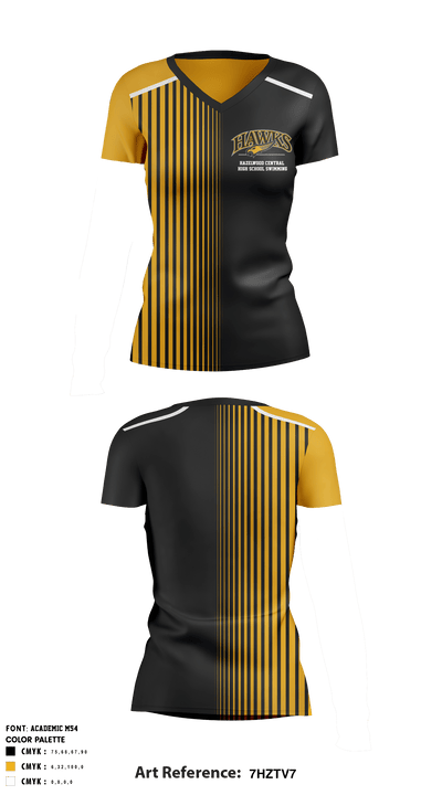 Hazelwood Central High School Swimming 28111002 Women's Short Sleeve V-neck Shirt - 1