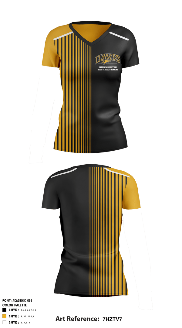 Women's Short Sleeve Vneck Shirt, Hazelwood Central High School Swimming, School Spirit Store, Teamtime, Team time, sublimation, custom sports apparel, team uniforms, spirit wear, spiritwear, sports uniforms, custom shirts, team store, custom team store, fundraiser sports, apparel fundraiser