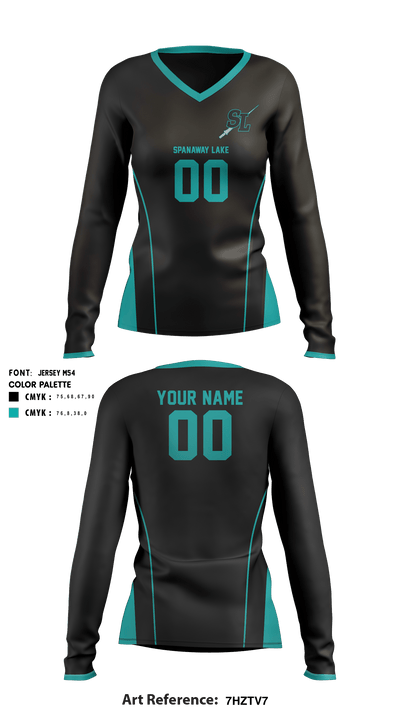 Spanaway Lake High School Volleyball 80362317 Women's Long Sleeve V-neck Shirt - 1