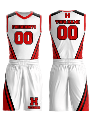 Basketball Uniform, Marion Harding Presidents, Men's Basketball, Teamtime, Team time, sublimation, custom sports apparel, team uniforms, spirit wear, spiritwear, sports uniforms, custom shirts, team store, custom team store, fundraiser sports, apparel fundraiser