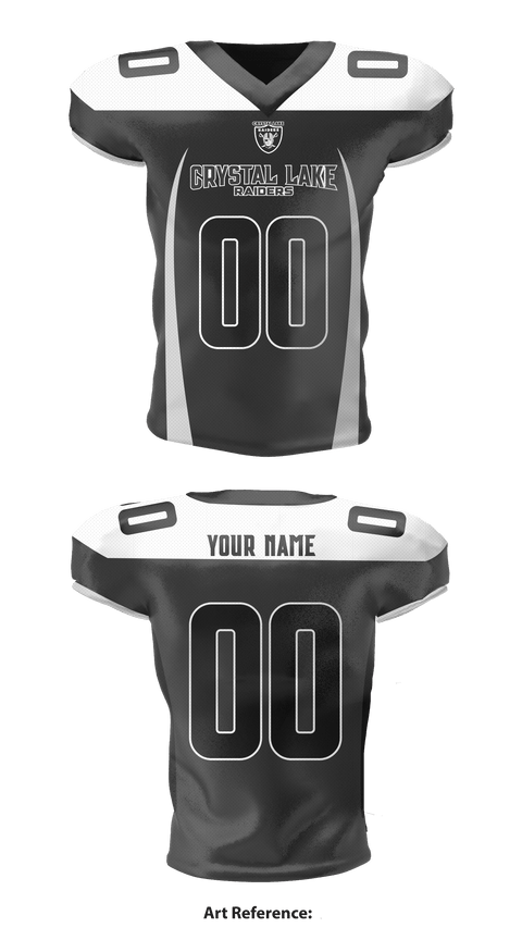 Football Jersey, Crystal Lake Raiders, Football, Teamtime, Team time, sublimation, custom sports apparel, team uniforms, spirit wear, spiritwear, sports uniforms, custom shirts, team store, custom team store, fundraiser sports, apparel fundraiser