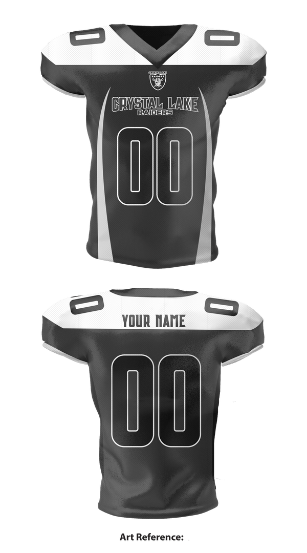 Football Jersey, Crystal Lake Raiders, Football, Teamtime, Team time, sublimation, custom sports apparel, team uniforms, spirit wear, spiritwear, sports uniforms, custom shirts, team store, custom team store, fundraiser sports, apparel fundraiser