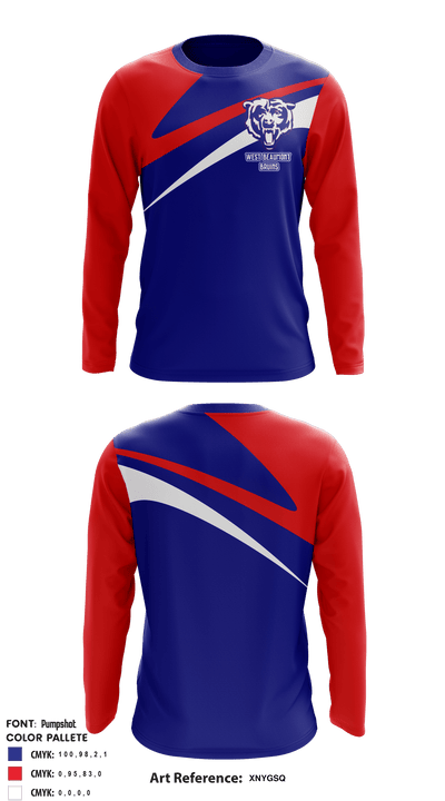 West Beaumont Bruins Intermediate Football League 61782474 Long Sleeve Performance Shirt - 1