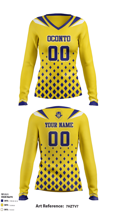 Oconto High School Volleyball 41591777 Women's Long Sleeve V-neck Shirt - 2