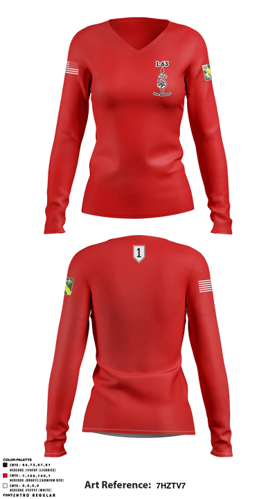 HHC 1-63AR Snipers 84221714 Women's Long Sleeve V-neck Shirt - 2