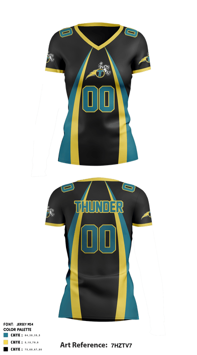 NE Thunder Football 21044517 Women's Short Sleeve V-neck Shirt - 4