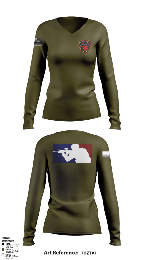 Women's Long Sleeve Vneck Shirt, Cyndicate Operational Group, E-Sports, Teamtime, Team time, sublimation, custom sports apparel, team uniforms, spirit wear, spiritwear, sports uniforms, custom shirts, team store, custom team store, fundraiser sports, apparel fundraiser
