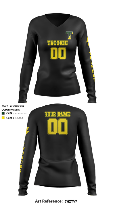 Taconic High School Volleyball 26091009 Women's Long Sleeve V-neck Shirt - 10
