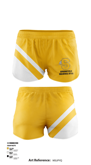 Women's Shorts, Springfield Shawnee BYSA, Spirit Store, Teamtime, Team time, sublimation, custom sports apparel, team uniforms, spirit wear, spiritwear, sports uniforms, custom shirts, team store, custom team store, fundraiser sports, apparel fundraiser