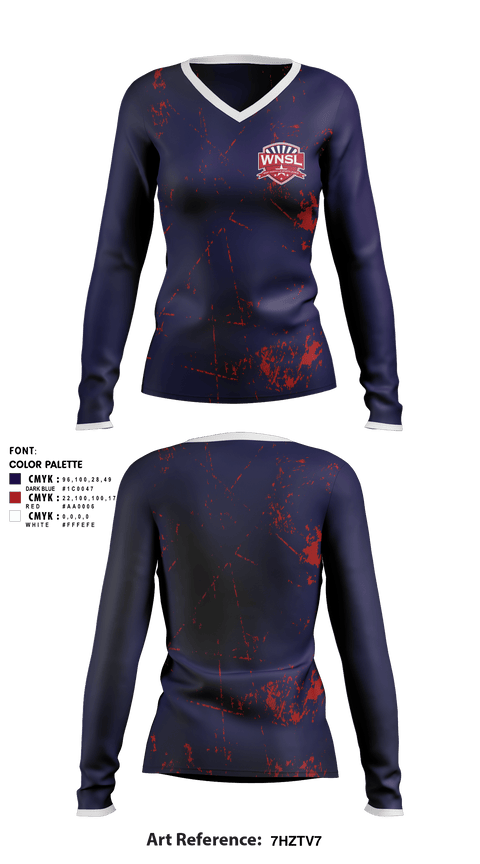 Women's Long Sleeve Vneck Shirt, West Nashville Sports League, Spirit Store, Teamtime, Team time, sublimation, custom sports apparel, team uniforms, spirit wear, spiritwear, sports uniforms, custom shirts, team store, custom team store, fundraiser sports, apparel fundraiser