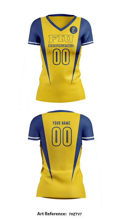 FIU Beach Volleyball 76254144 Women's Short Sleeve V-neck Shirt - 2