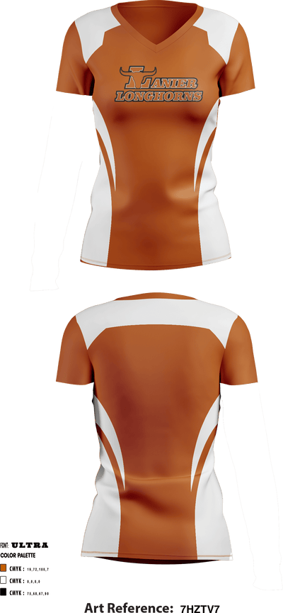 Lanier High School Cheer 4670851 Women's Short Sleeve V-neck Shirt - 1