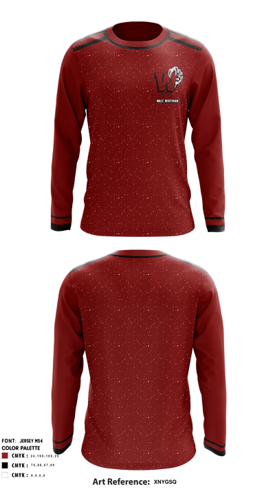 Walt Whitman Gymnastics 88529847 Long Sleeve Performance Shirt - 1