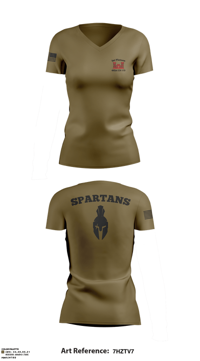1st Platoon, 441st EN 71926407 Women's Short Sleeve V-neck Shirt - 5