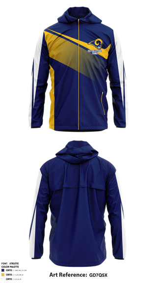 Windbreaker, Southeastern Rams, Football, Teamtime, Team time, sublimation, custom sports apparel, team uniforms, spirit wear, spiritwear, sports uniforms, custom shirts, team store, custom team store, fundraiser sports, apparel fundraiser