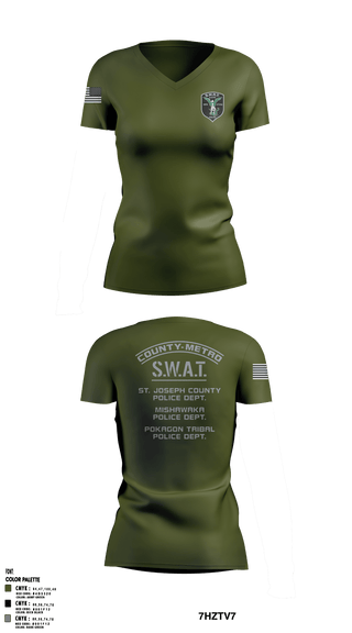 Women's Short Sleeve Vneck Shirt, St. Joseph County SWAT, , Teamtime, Team time, sublimation, custom sports apparel, team uniforms, spirit wear, spiritwear, sports uniforms, custom shirts, team store, custom team store, fundraiser sports, apparel fundraiser