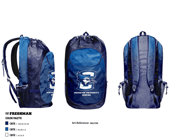 Gear Bag, Creighton University Rowing, School Spirit Store, Teamtime, Team time, sublimation, custom sports apparel, team uniforms, spirit wear, spiritwear, sports uniforms, custom shirts, team store, custom team store, fundraiser sports, apparel fundraiser
